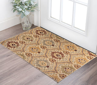 Home Outfitters 2' X 3' Camel Gray And Rust Floral Stain Resistant Area Rug