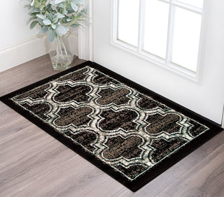 Home Outfitters 2' X 3' Black Geometric Stain Resistant Area Rug