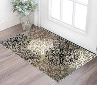 Home Outfitters 2' X 3' Blue And Gray Medallion Power Loom Stain Resistant Area Rug