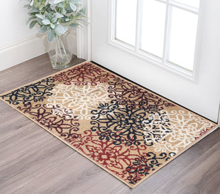 Home Outfitters 2' X 3' Gold And Gray Medallion Power Loom Stain Resistant Area Rug