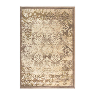 Home Outfitters 2' X 3' Brown Damask Power Loom Distressed Stain Resistant Area Rug