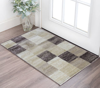 Home Outfitters 2' X 3' Beige Geometric Power Loom Stain Resistant Area Rug