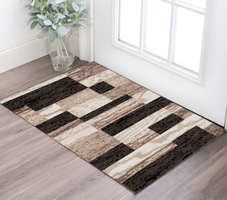 Home Outfitters 2' X 3' Chocolate Patchwork Power Loom Stain Resistant Area Rug