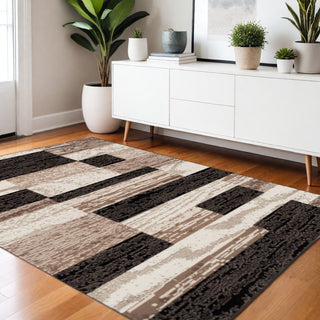 Home Outfitters 4' X 6' Chocolate Patchwork Power Loom Stain Resistant Area Rug