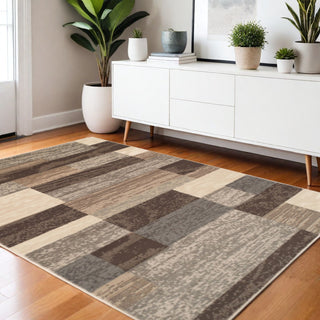 Home Outfitters 4' X 6' Slate Patchwork Power Loom Stain Resistant Area Rug