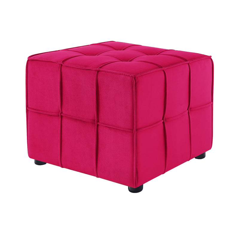 Home Outfitters 22" Pink Velvet And Black Cube Ottoman