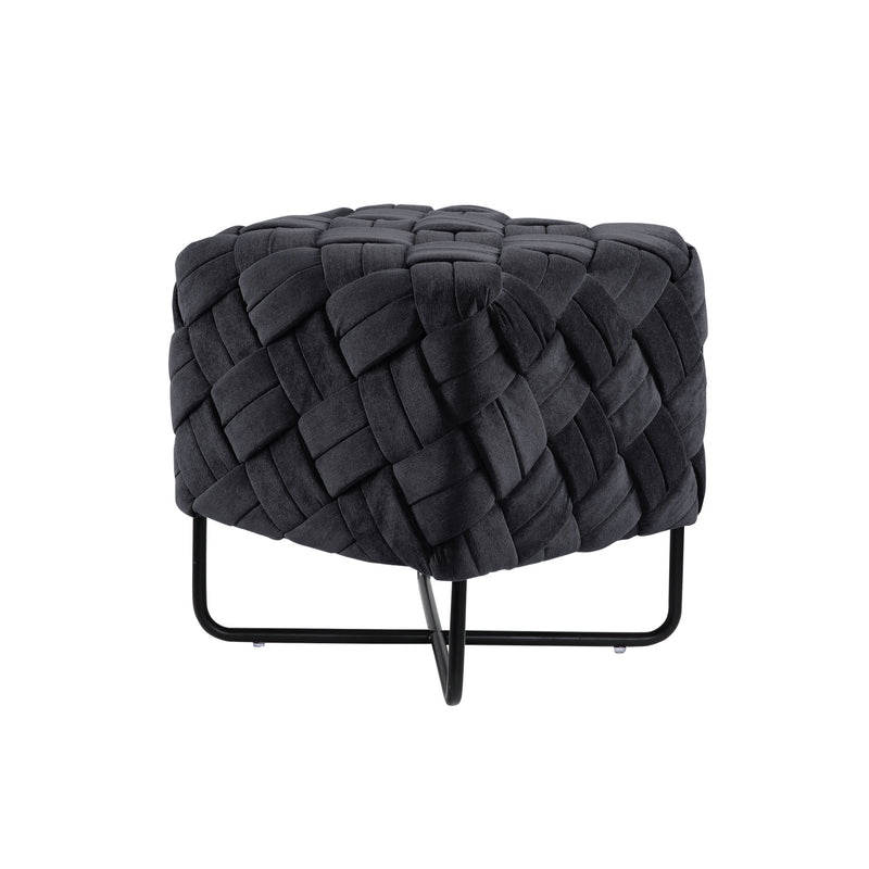 Home Outfitters 17" Black Velvet Cube Ottoman