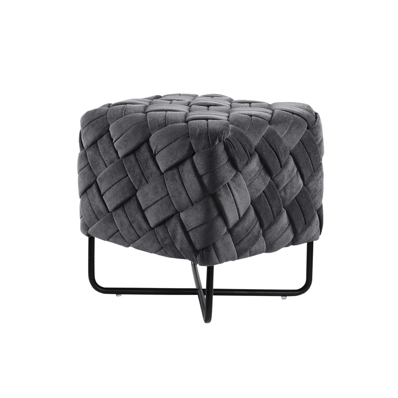 Home Outfitters 17" Gray Velvet And Black Cube Ottoman