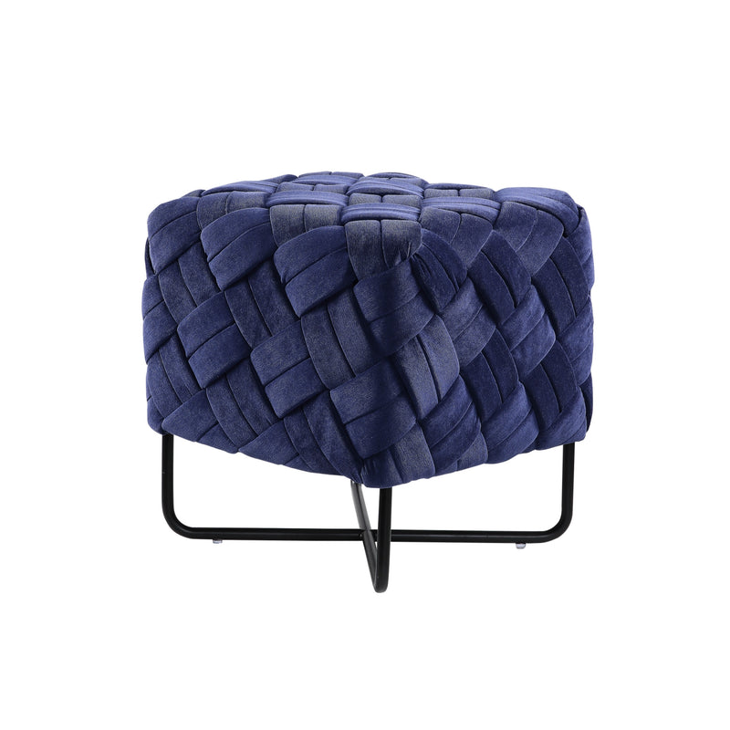 Home Outfitters 17" Navy Blue Velvet And Black Cube Ottoman