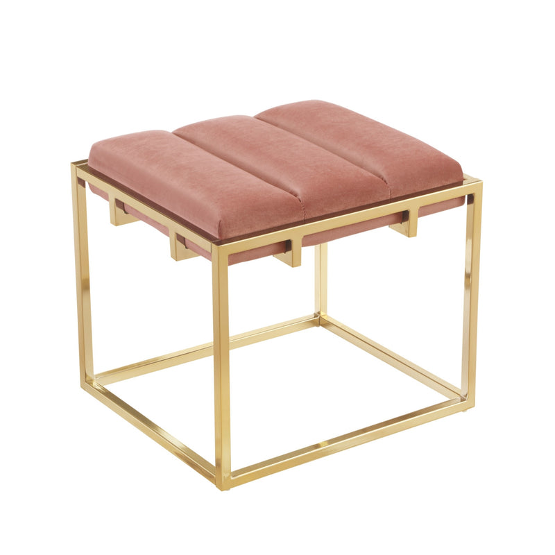 Home Outfitters 17" Blush Velvet And Gold Ottoman