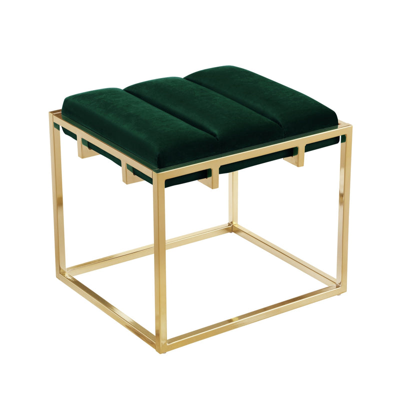 Home Outfitters 17" Green Velvet And Gold Ottoman