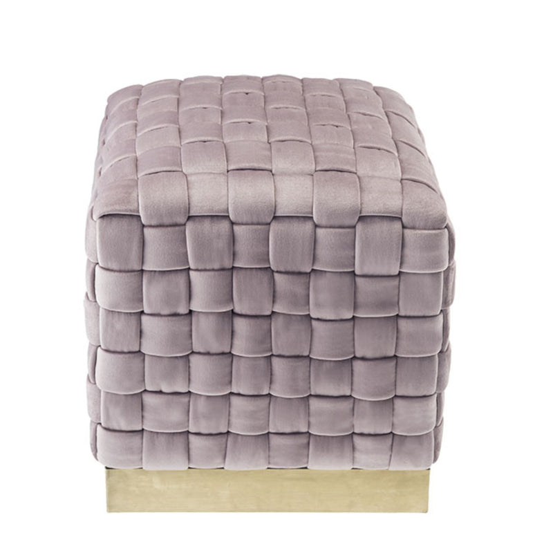 Home Outfitters 17" Lilac Velvet And Gold Ottoman