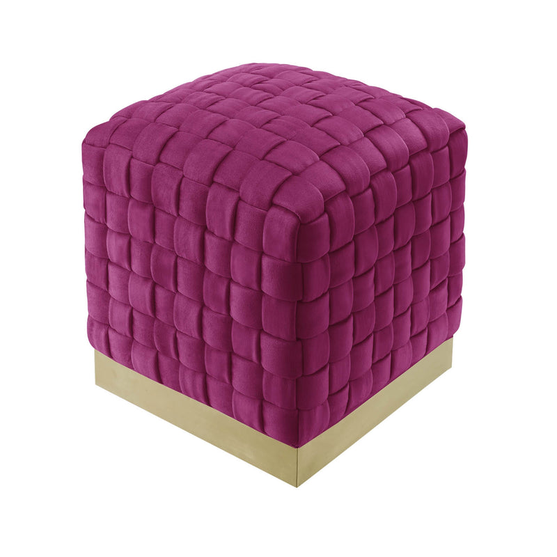 Home Outfitters 17" Fuchsia Velvet And Gold Ottoman