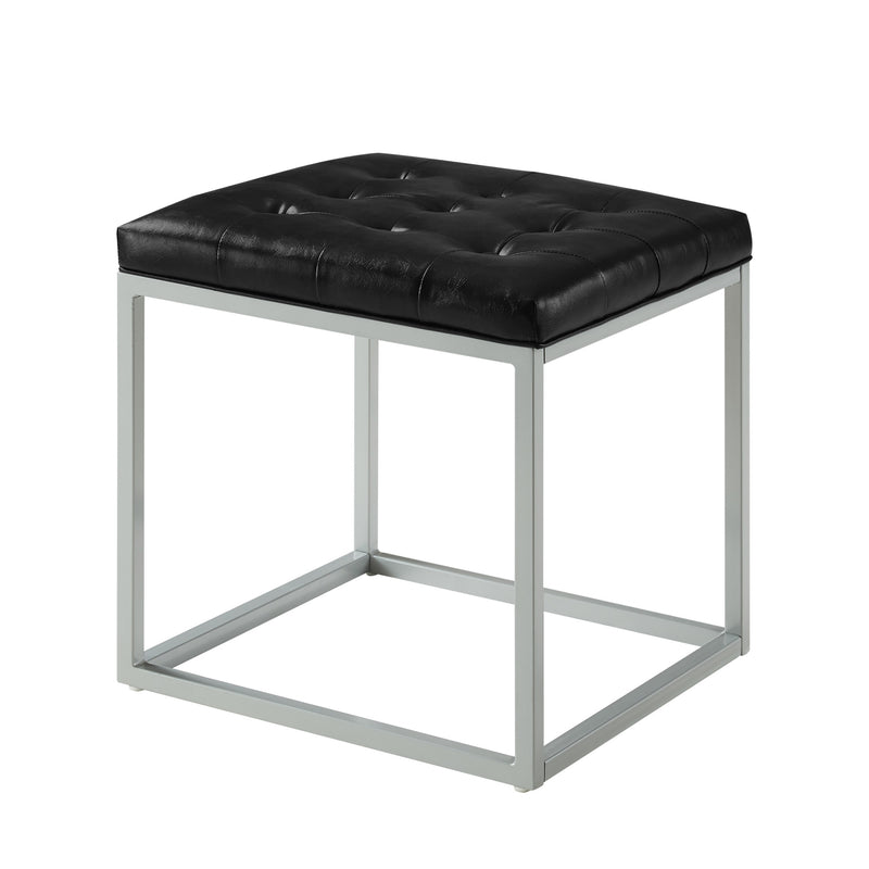 Home Outfitters 18" Black Faux Leather And Gray Cube Ottoman