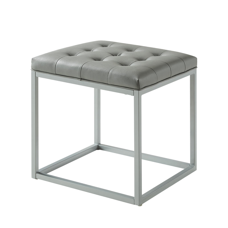 Home Outfitters 18" Gray Faux Leather Cube Ottoman