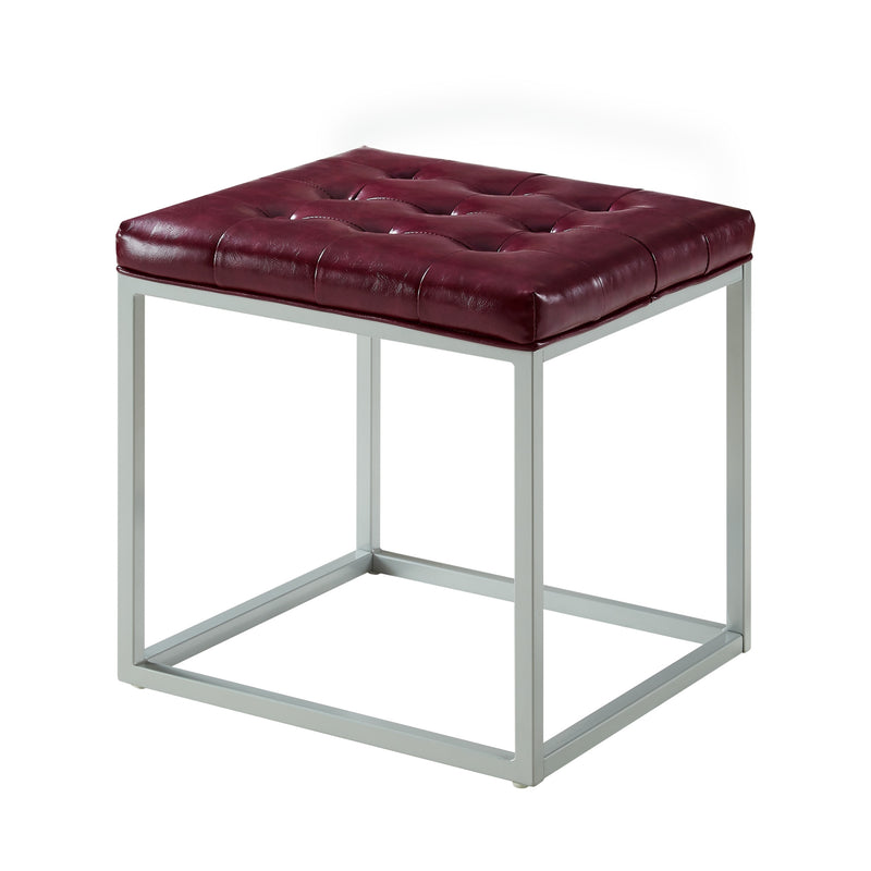 Home Outfitters 18" Purple Faux Leather And Gray Cube Ottoman