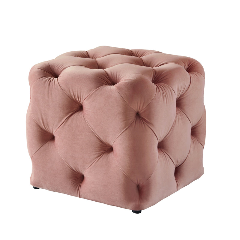 Home Outfitters 20" Blush Velvet Cube Ottoman