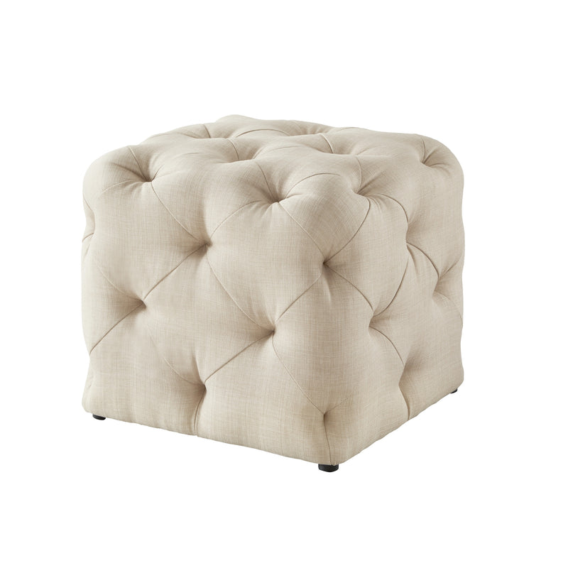 Home Outfitters 20" Beige Linen Cube Ottoman