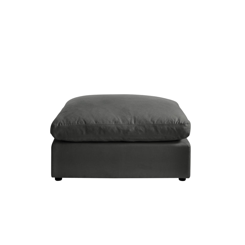 Home Outfitters 36" Charcoal Linen And Black Ottoman