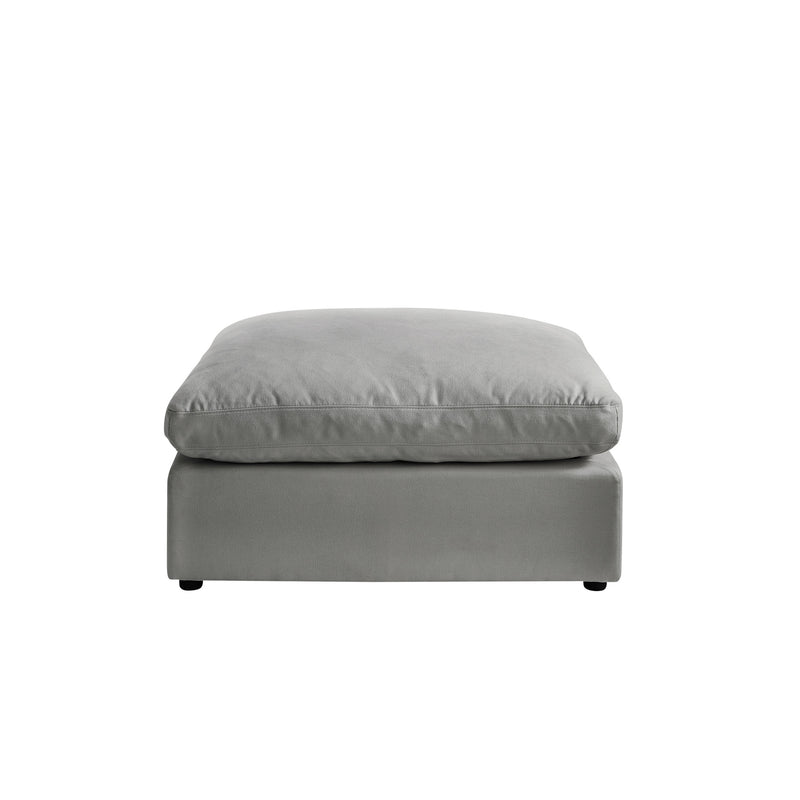 Home Outfitters 36" Gray Linen And Black Ottoman