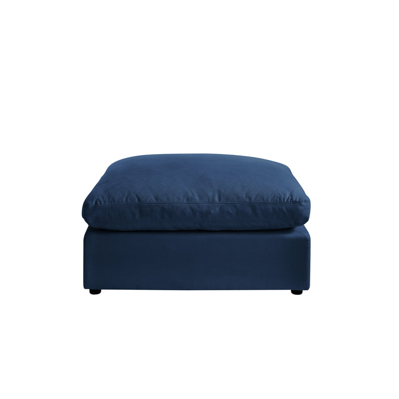 Home Outfitters 36" Navy Blue Linen And Black Ottoman