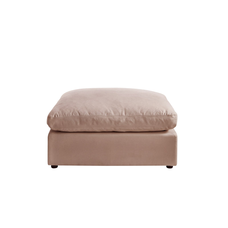 Home Outfitters 36" Pink Linen And Black Ottoman