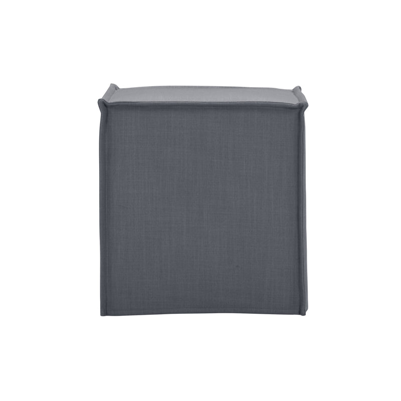 Home Outfitters 18" Gray Linen Floral Ottoman