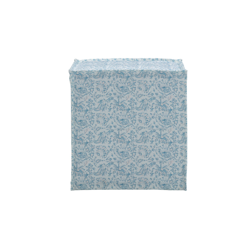 Home Outfitters 18" Blue Linen Floral Ottoman