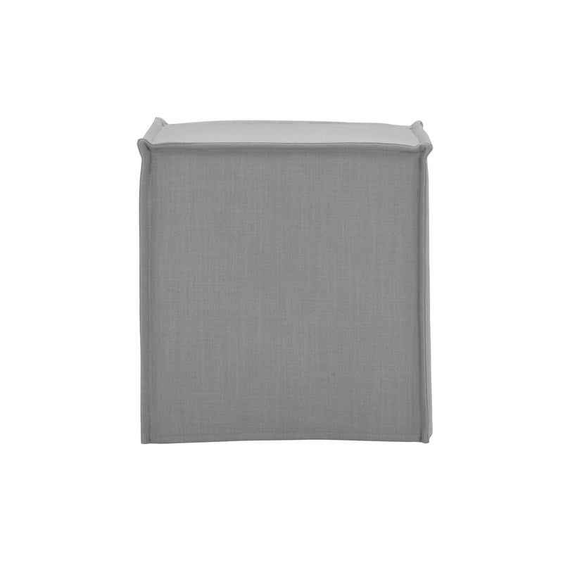 Home Outfitters 18" Light Gray Linen Floral Ottoman