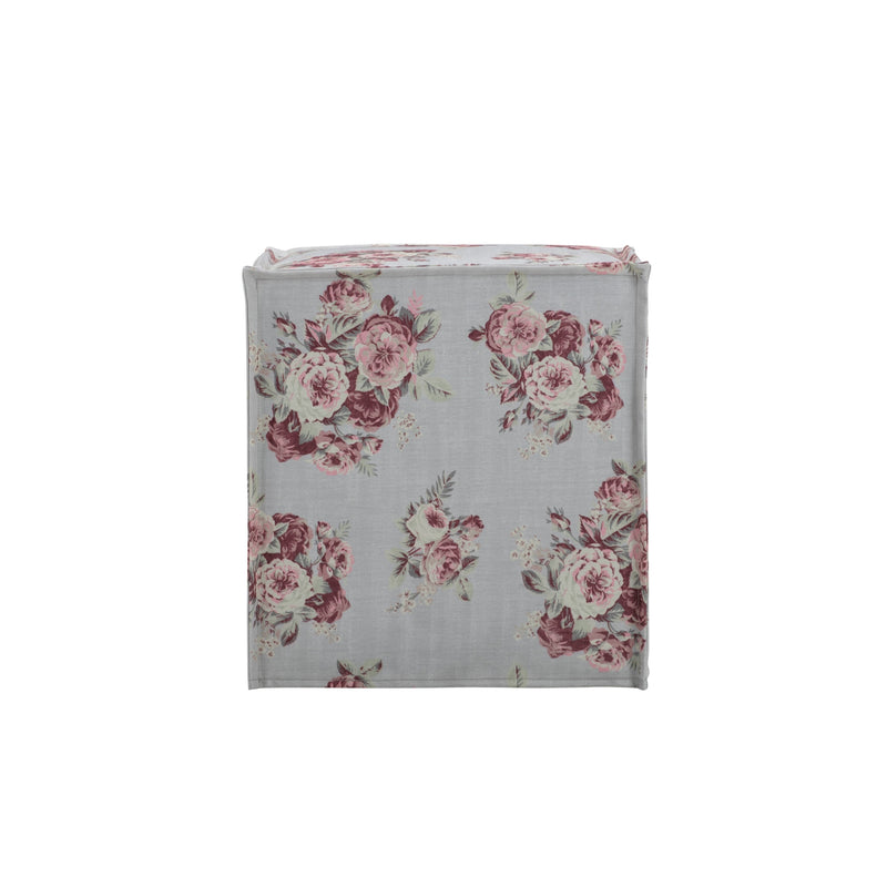 Home Outfitters 18" Pink Linen Floral Ottoman