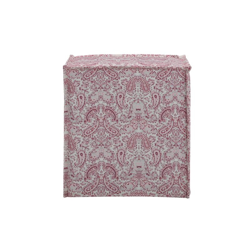 Home Outfitters 18" Red Linen Floral Ottoman