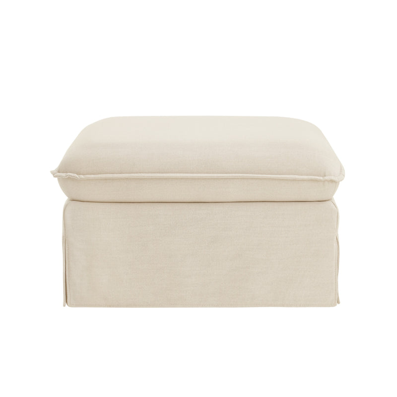 Home Outfitters 27" Beige Linen Ottoman