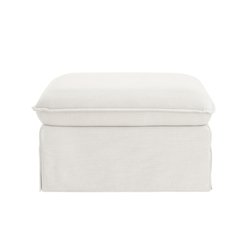 Home Outfitters 27" White Linen Ottoman