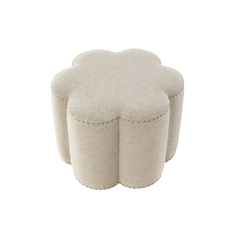 Home Outfitters 25" Beige Linen Specialty Ottoman