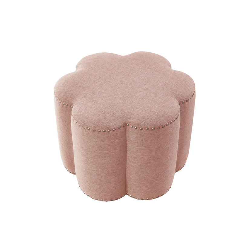 Home Outfitters 25" Pink Linen Specialty Ottoman