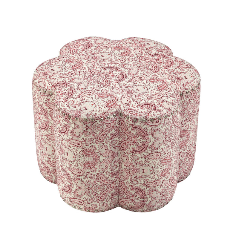 Home Outfitters 25" Red Linen Specialty Ottoman