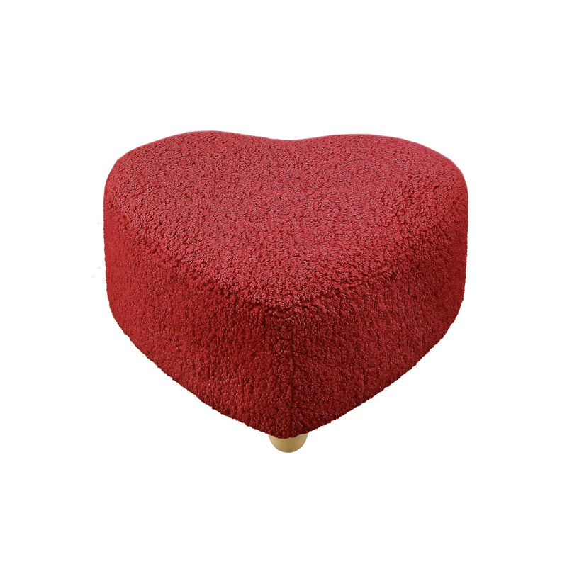 Home Outfitters 25" Red Sherpa And Brown Specialty Ottoman