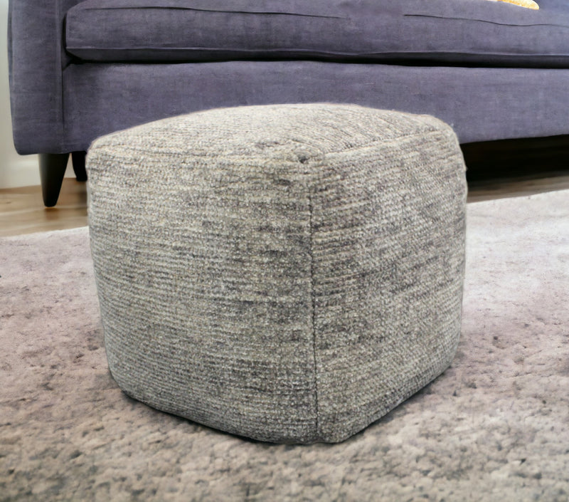 Home Outfitters 18" Gray Wool Cube Pouf Ottoman