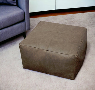 Home Outfitters 22" Gray Brown Distressed Leather Pouf Ottoman