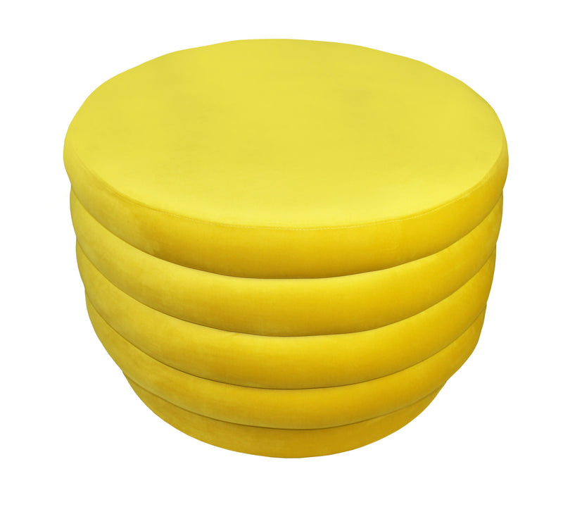 Home Outfitters 31" Yellow Velvet Tufted Round Cocktail Ottoman