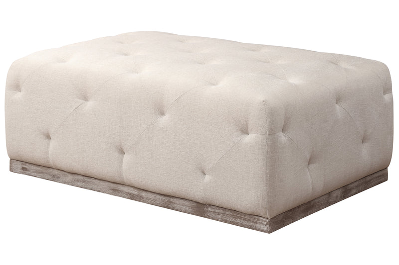 Home Outfitters 48" Ivory Velvet And Brown Tufted Cocktail Ottoman