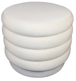 Home Outfitters 21" White Velvet Tufted Round Cocktail Ottoman