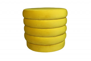 Home Outfitters 21" Yellow Velvet Tufted Round Cocktail Ottoman