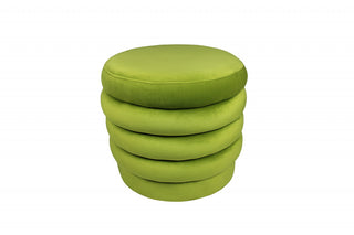 Home Outfitters 21" Green Velvet Tufted Round Cocktail Ottoman