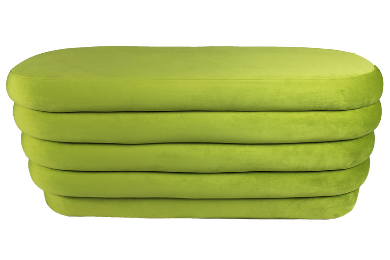 Home Outfitters 44" Green Velvet Tufted Oval Ottoman