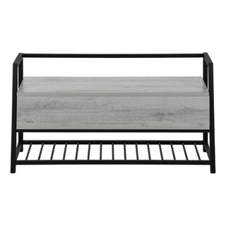 42" Gray And Black Bench With Flip-Top