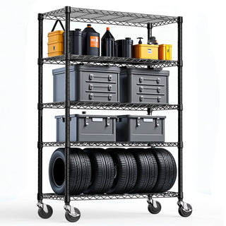 5-Shelf Heavy Duty Metal Storage Shelving Unit with Adjustable Shelves - Carbon Steel