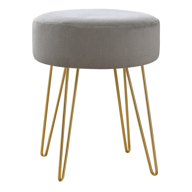 Home Outfitters 14" Gray Velvet And Gold Round Ottoman