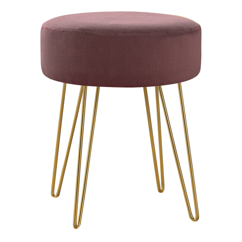 Home Outfitters 14" Plum Velvet And Gold Round Ottoman