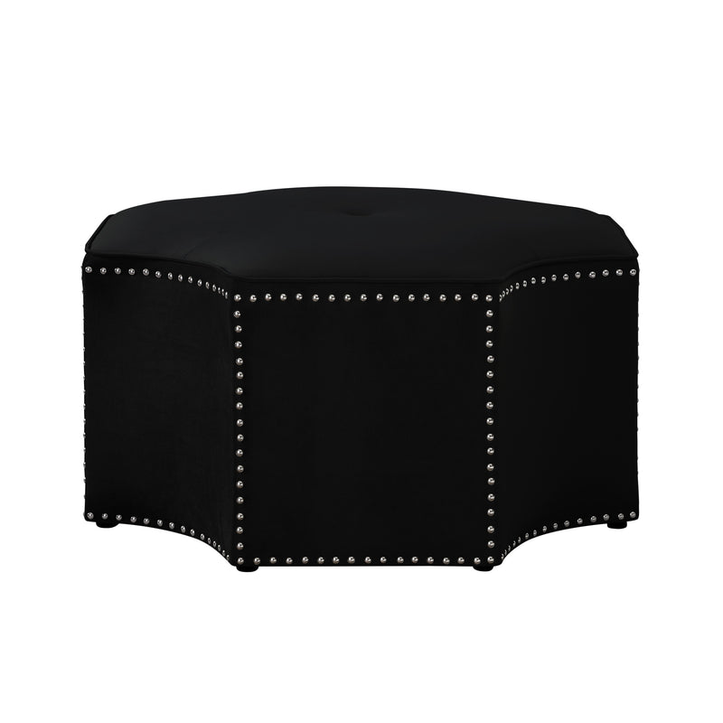 Home Outfitters 33" Black Velvet Specialty Cocktail Ottoman